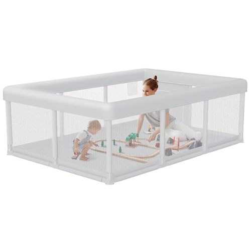 Baby Playpen 74x50 Inch, Play Pens for Babies and Toddlers Baby Fence Play Yards for Indoor & Outdoor with Breathable Mesh Anti-Fall Playpen (74"x50")