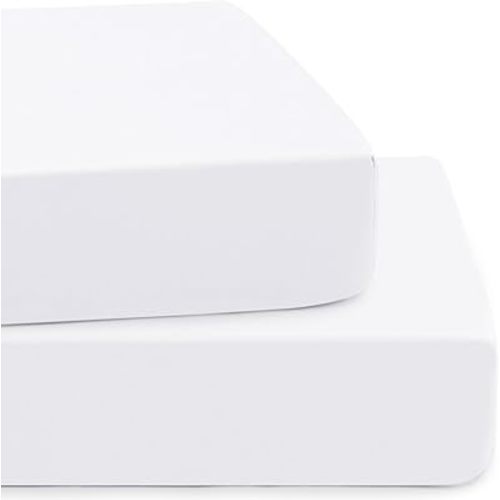 Vonty 2 Pack Breathable Fitted Crib Sheet for Boys and Girls - Rayon Derived from Bamboo, White Crib Sheets Neutral Crib Mattress Sheet Organic Crib Sheets for Baby(52" x 28")