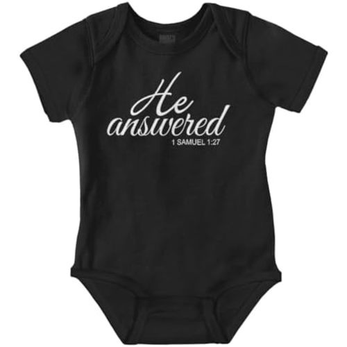 Brisco Brands He Answered Samuel 1:17 Christian Baby Bodysuit Jumper Girls
