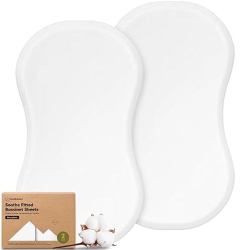 2-Pack Organic Bassinet Sheets for Halo Bassinest Swivel Sleeper (Soft White)