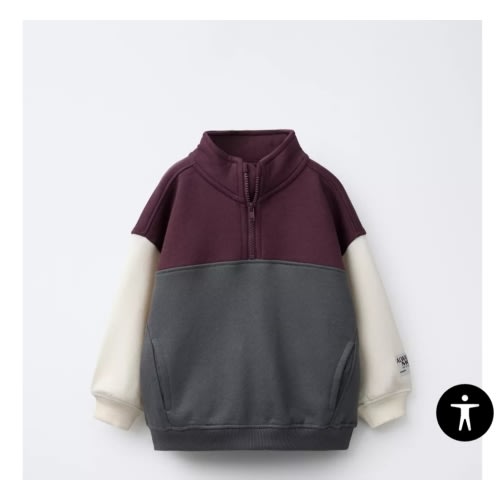 COLOR BLOCK ZIP SWEATSHIRT - Maroon Grey | ZARA United States