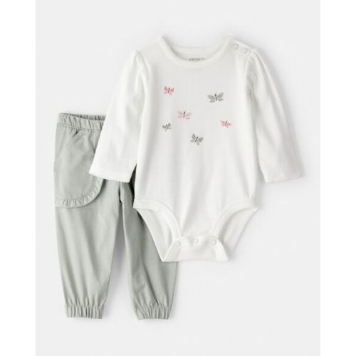 Baby Girl 2-Piece Butterfly Bodysuit & Pant Set - Green/White - Carter's | Carter's