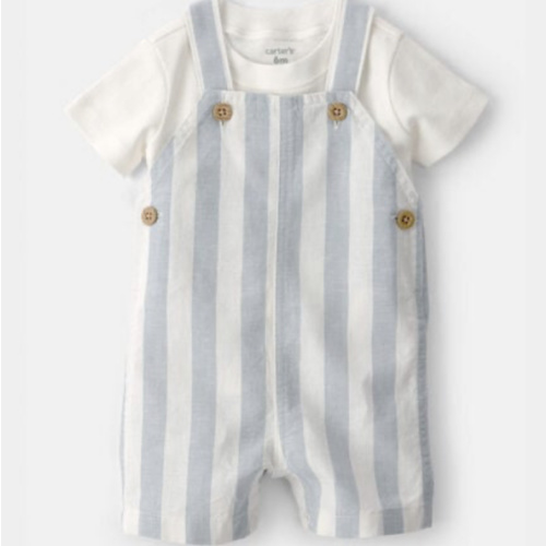 Baby Boy 2-Piece Stripe Romper Set - Blue/Ivory | Carter's