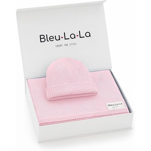 Luxe Collection 100% Organic Luxury Knit Baby Blanket + Hat Set (Blush Pink)