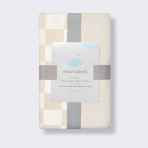 Fitted Play Yard Jersey Sheet - Cream Checks - 2pk - Cloud Island™