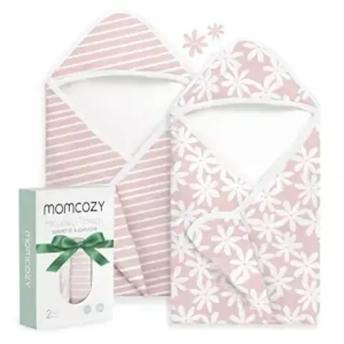 Momcozy Baby Towels, Soft Absorbent Bath Towel for Newborn&Toddler,Flower