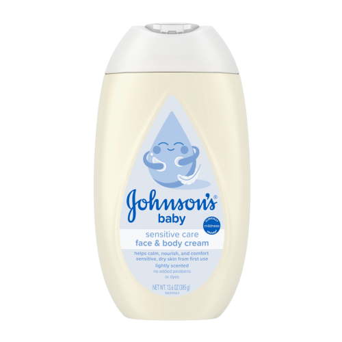 Johnson's Sensitive Care Baby Lotion Cream 13.6 oz Lightly Scented Moisturizer for Sensitive Skin