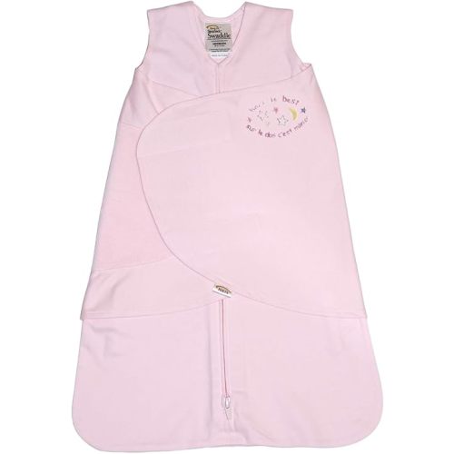 Halo 100% Cotton Muslin Sleepsack Swaddle, 3-Way Adjustable Wearable Blanket, Light Pink, Small, 3-6 Months