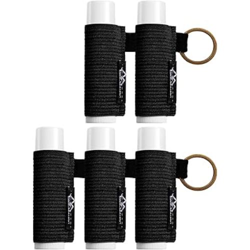 WK IEASON Lip Balm Holder Keychain, Small Christmas Gifts Stocking Stuffers for Teen Girls Women, 5PCS Clip on Lip Gloss Holder Compatible With Chapstick, Burt's Bees Sleeves Elastic Lipstick Holder