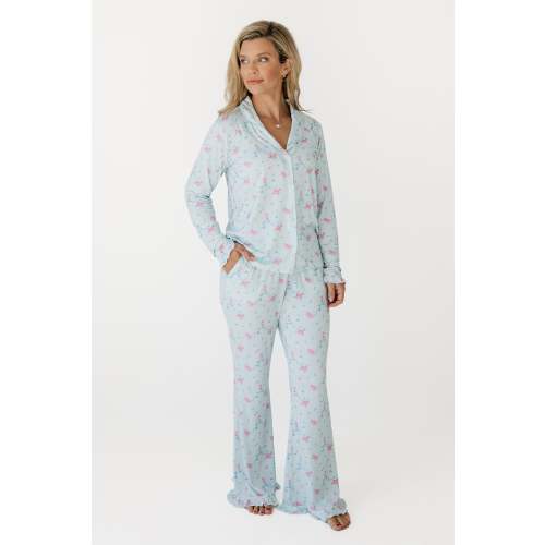 Blue Ella Women's Long Sleeve Ruffle Set