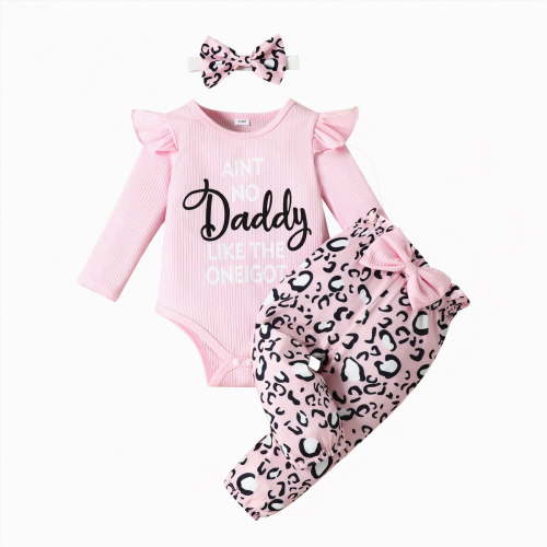 mgoYE 6-9 Month Girl Clothes Preemie Newborn Baby Girl Clothes Infant Romper Fall Winter Outfits Gifts for Girls Cute Bell Bottoms Pant Sets(Pink,3-6 Months)