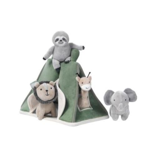 Lambs and Ivy Interactive Plush Safari/Jungle Green Tent with Stuffed Animal Toys