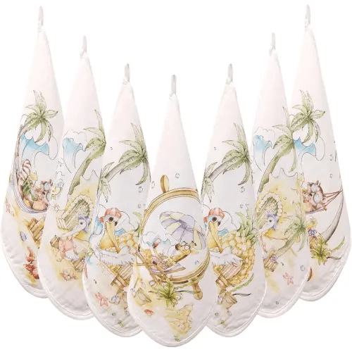 7 Pack Baby Muslin Washcloths, 70% Viscose from Bamboo and 30% Cotton Baby Bath Washcloths, Soft & Absorbent Wash Cloths and Burp Cloths for Newborn Infants Kids 12x12 inches (Beach Pals)