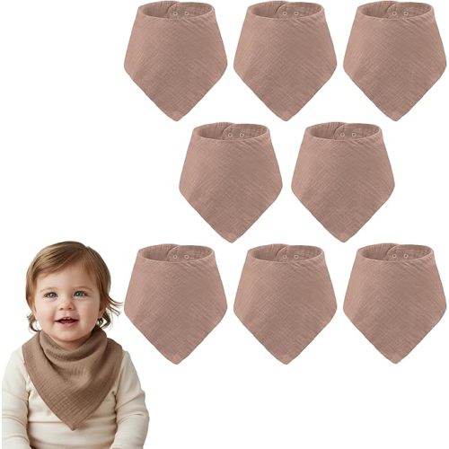 Muslin Baby bibs for drooling and teething, 100% cotton, Bibs for baby girl, Muslin bibs for boys (8 Pack)