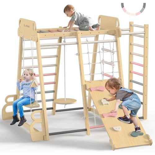 Upgraded Indoor Jungle Gym 9-in-1 Playground Kids Climbing Toys