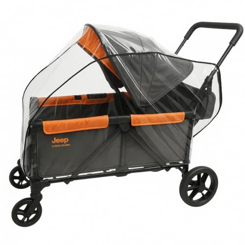 SASHA'S Rain and Wind Cover for Jeep Sport All-Terrain Stroller Wagon, Clear Design, Ventilation Holes, Maximum Coverage Made in USA (Stroller not Included)