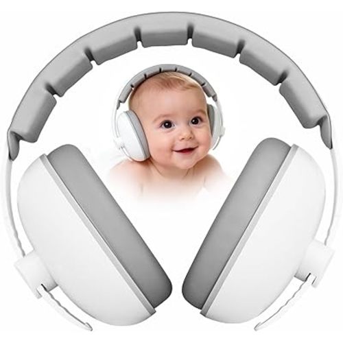 Baby Headphones for Noise Protection - Infant Ear Muffs Noise Protection - Toddler Noise Cancelling Headphones - Baby Ear Protection for 0 to 36 Months, Adjustable - White