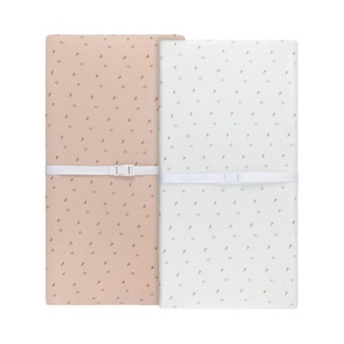 Aurora Fitted Changing Pad | Cradle Sheet Set - 2 pk - 100% Jersey Knit Cotton - Ivory/Pink Floral Printed