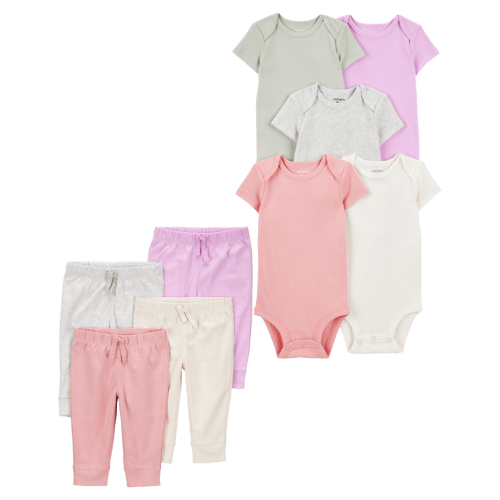 Baby 9-Piece Solid Short-Sleeve Bodysuits & Pull-On Pants Set - Carter's | Carter's
