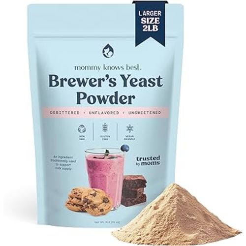 Mommy Knows Best Brewers Yeast Powder for Lactation Brewer's Yeast for Breastfeeding Mothers - Mild Nutty Flavored Unsweetened and Debittered - 2 lb
