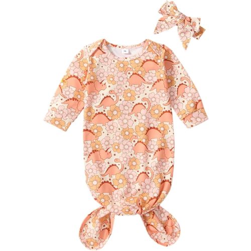 Infant Newborn Baby Girls Floral Sleep Gown Headband Sleepwear Romper Sleeping Bags Outfits