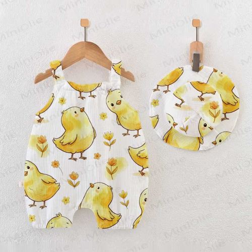 Baby White Chicken Romper with Hat