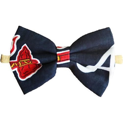 Atlanta Baseball Newborn Baby Girl To Toddler Nylon Headband Bow - Made In USA