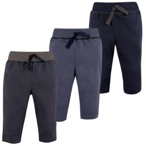 Hudson Baby Basics Infant Baby Everyday Cotton Pants 3-Pack, Shadow Stripes, 3-6 Months