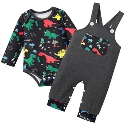 BAVADER Baby Boy Clothes Animal Romper Overalls Infant 2PCS Outfits