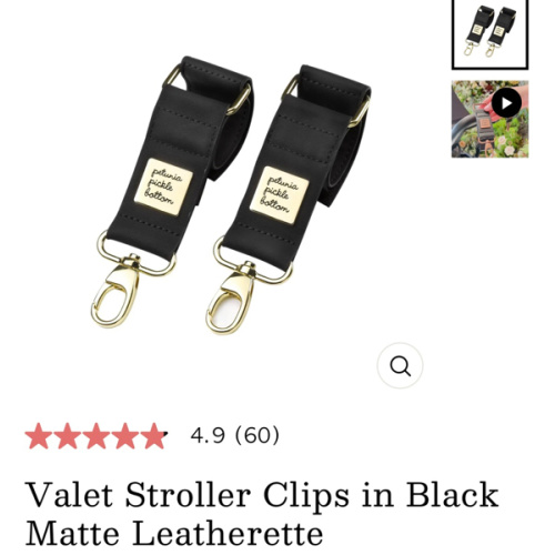 Valet Stroller Clips in Black Matte Leatherette