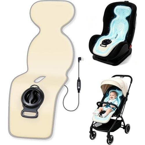 Baby Stroller Cooling Pad with 5 Ice Packs, Portable Ice Water Circulation Car Seat Cooling Pad, USB Powered, Fits Strollers, Car Seat, High Chair, Bassinet - Summer Outdoor Essential