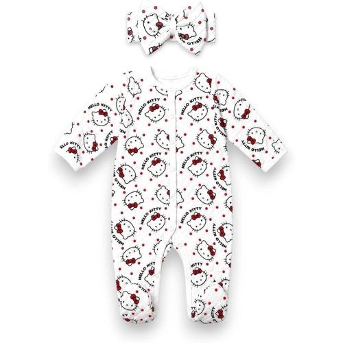 Hello Kitty Officially Licensed Baby Girls Onesie Romper, One Piece Baby Girl Clothes with Snap Button