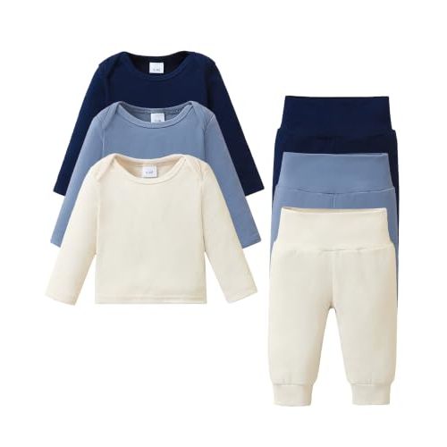 Jecson Baby Boy Clothes Baby Boy Outfits 6 Pieces Long Sleeve Sets 0-18M | This Baby Outfits Boy Soft Skin-Friendly Breathable Stretchy Warm Outfits Fall Winter Thermal Wear for 0-18M Infant Boys
