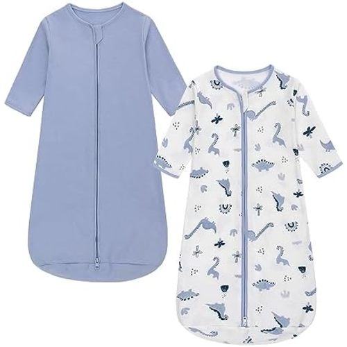 Miracle Baby Long Sleeve Sleep Sack 2 Pack Wearable Blanket Baby 100% Cotton Sleeping Bag for Newborn Infant Toddler