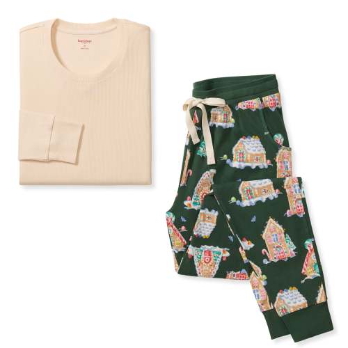 Gingerbread Houses Cotton PJ Set Womens | Burt’s Bees Baby® – Burt's Bees Baby