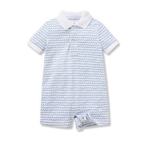 Baby Boy Pima Play Romper in La Mer