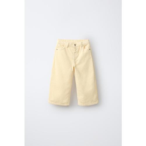 WIDE-LEG CORDUROY TROUSERS - Butter | ZARA United States