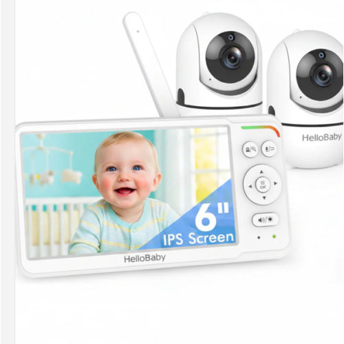 HelloBaby 6" Split Screen Video Baby Monitor with 2 Cameras HB6560-2