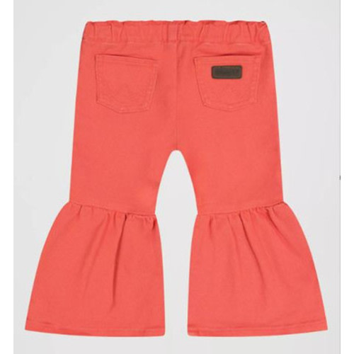 Wrangler® Little Girls' Vibrant Coral Ruffle Leg Flare Jeans