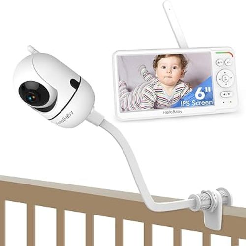 HelloBaby Baby Monitor with Camera and Audio, 6'' World First IPS Screen Baby Camera Monitor No WiFi, Baby Monitor with Clip Clamp Mount