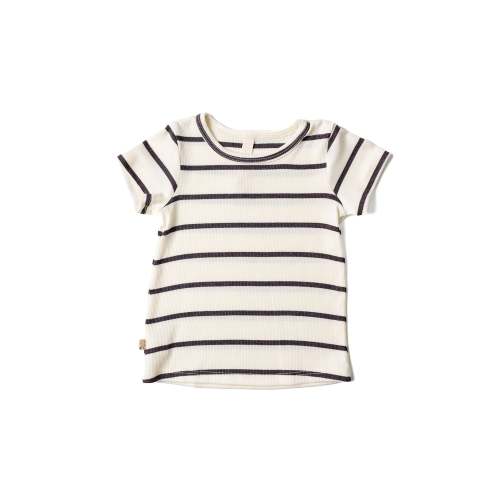 rib knit tee - fudge stripe