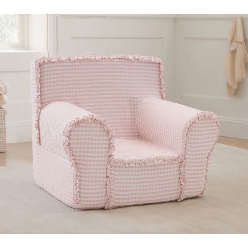 Kids Anywhere Chair, Sepia Rose Ruffle Gingham | Pottery Barn Kids