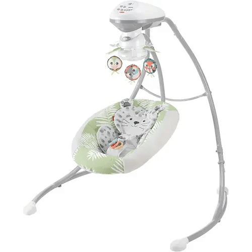 Fisher-Price Snow Leopard Baby Swing, Dual-Motion Newborn Seat with Music, Sounds, and Motorized Mobile