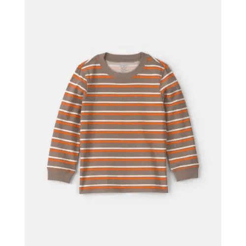 Toddler Boy Striped Long-Sleeve T-Shirt - Grey/Orange/Cream | Carter's