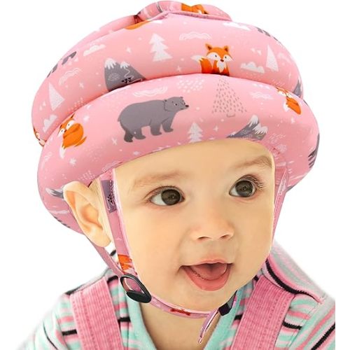 Simply Kids Baby Helmet for Crawling Walking I Baby Head Protector No Bumps and Soft Cushion Infant Baby Safety Headguard for Learning to Walk I Toddler Helmets 1-2 Years Old, 6-12 Months (Pink Fox)