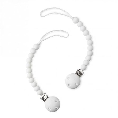 Comfy Cubs Pacifier Clips 2 Pack - 100% Food Grade Silicone Baby Pacifier Clips, BPA & PVC Free - CPSIA Certified, Lightweight and Flexible Baby Gifts - White