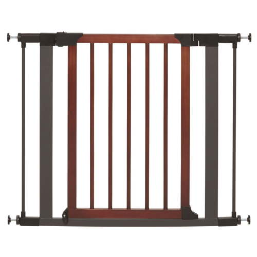MidWest Homes for Pets 29-Inch Tall Pet Gate with Textured Graphite Frame and Decorative Wood Door, Expands to 38 Inches Wide, Includes 3-inch Extensions