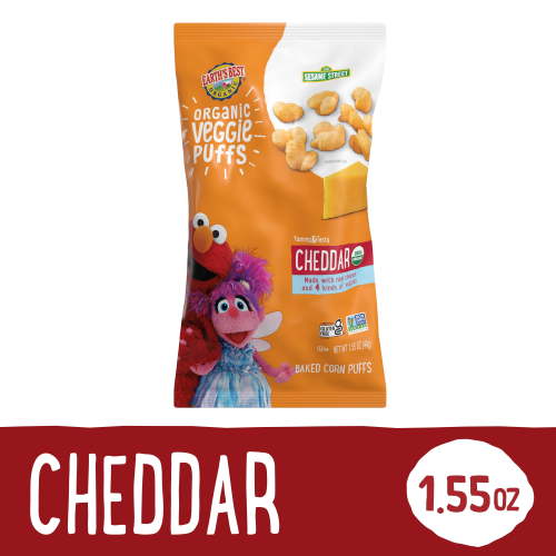 Earth's Best Organic Baby Toddler Snack Cheddar Veggie Puffs, 1.55 oz Bag