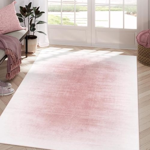 Collive Pink 5x7 Area Rugs for Bedroom Girls, Contemporary Ombre Nursery Rug Washable Non-Slip Living Room Rugs, Soft Cute Baby Bedside Carpet for Dorm Playroom, Kids Room