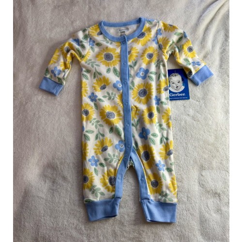 NWT Gerber One Piece Romper Daisies Spring 0-3 Months